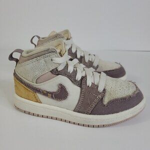 NEW Nike Air Jordan 1 Mid SE Craft DZ4468 102 Inside Out/Taupe PS Kids Size 11C